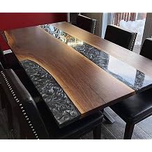 Epoxy Table, Epoxy Resin River Table, Live Edge Wooden Table, Natural Wood,Dining Table, Natural Epoxy Table, Resin Table 54 x 27 Inch