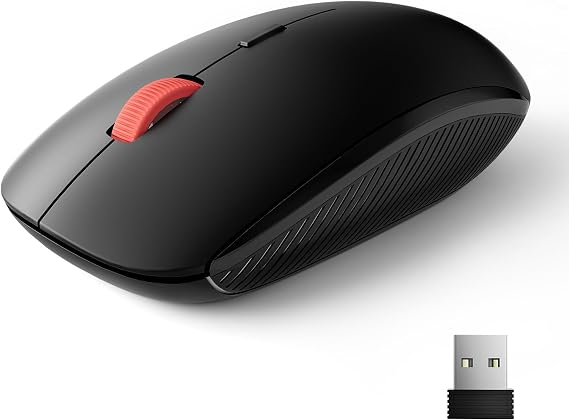 Wireless Mouse, 2.4G Slim Mini Cordless Computer Mouse, Ergonomic Grips, 5-Level Adjustable 4000 DPI,Small Portable Optical Computer Mice for Laptop, PC, Mac, iPad,24-Month Battery Life (Black)