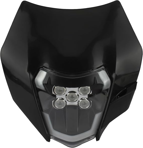 Dirt Bike LED Headlight,Universal Motorcycle Head Lamp Kit Compatible With Motocross Pit Bike Enduro ATV Supermoto 150 250 350 450 500 SX XCW EXC SXF XC SMC R 690(Black)