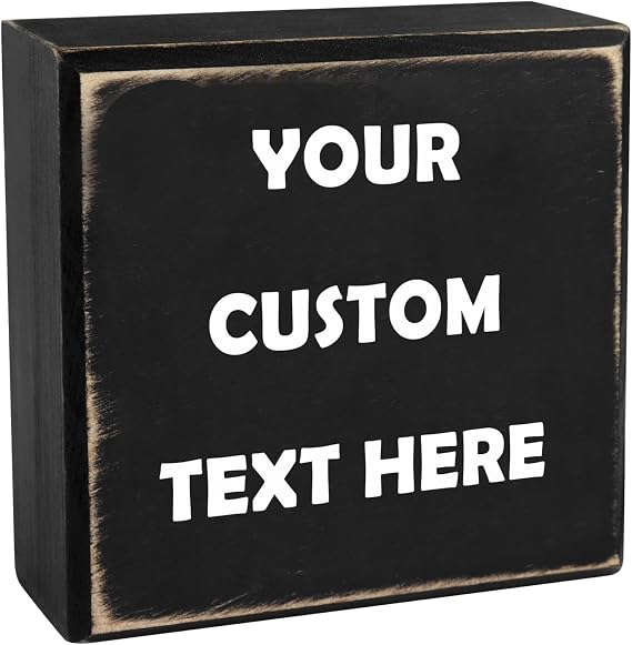Personalized Desktop Decor,Christmas Gift for Friend,family,co-worker, Add Your Text, Customized Wooden Home Decor Gift for Mother Father Friend Teacher Colleague 4x4 inch Black