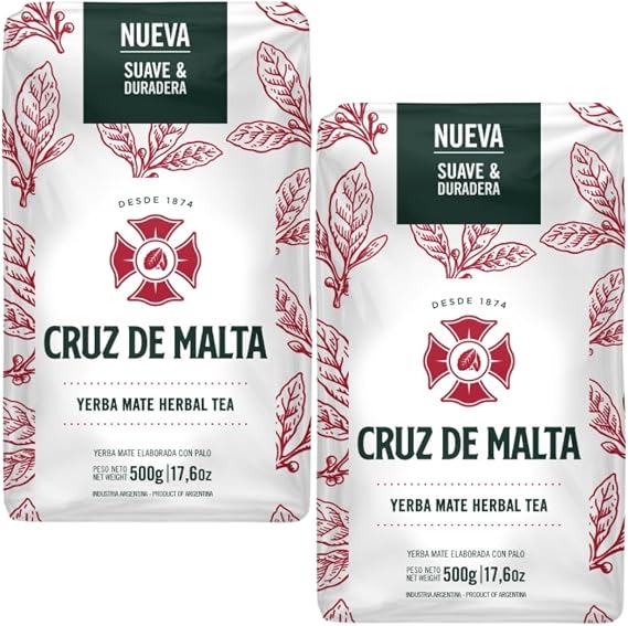 Cruz de Malta Yerba Mate Loose Leaf Tea 1.1 Lb - 500Gr - Pack of 2