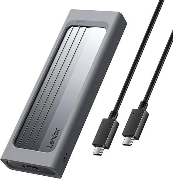 Lexar E300 M.2 NVMe SSD Enclosure, USB-C 10Gbps External SSD Reader/Adapter | Compatible with M/B+M Keys, Compatible with Lexar NM790/NM1090 PRO SSD, Support 2230/2242/2260/2280 NVMe SSDs up to 4TB