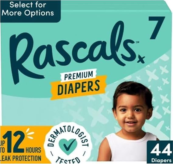 Rascals Premium Diapers, Size 7, 44 Count