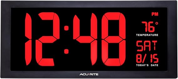 AcuRite Digital Clock, 18-Inch / Red