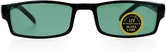SA106 Glass Lens Black Classic Narrow Rectangular Plastic Spring Hinge Sunglasses