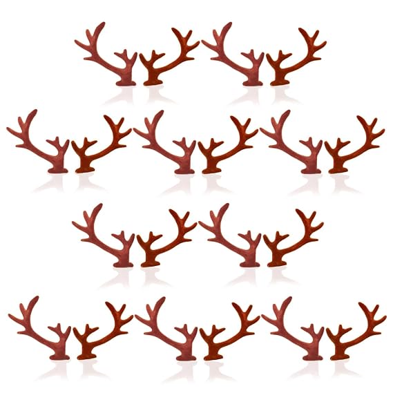 Suartus 10 Pairs Mini Deer Antlers Embellishments for Christmas DIY Crafts