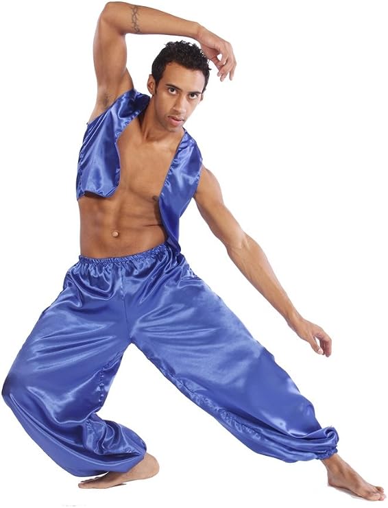 Belly Dance Men's Satin Vest & Pants Halloween Costume Set