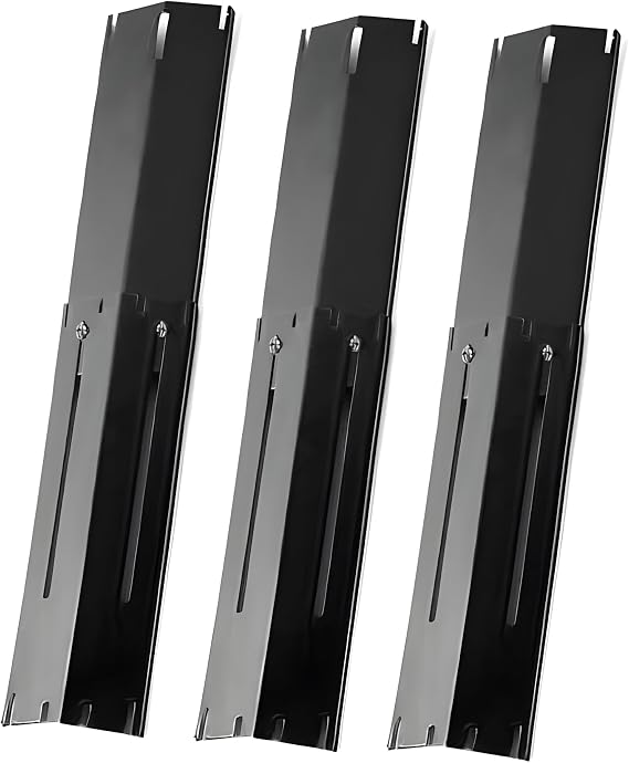 Universal Adjustable Heat Plates/ Heat Tents/ Buner Covers/ Heat Shields for 3 Burner Grills from Brinkmann, BHG, Dyna Glo, Backyard Grill (3-Pack Adjustable Heat Plates (Porcelain Steel))