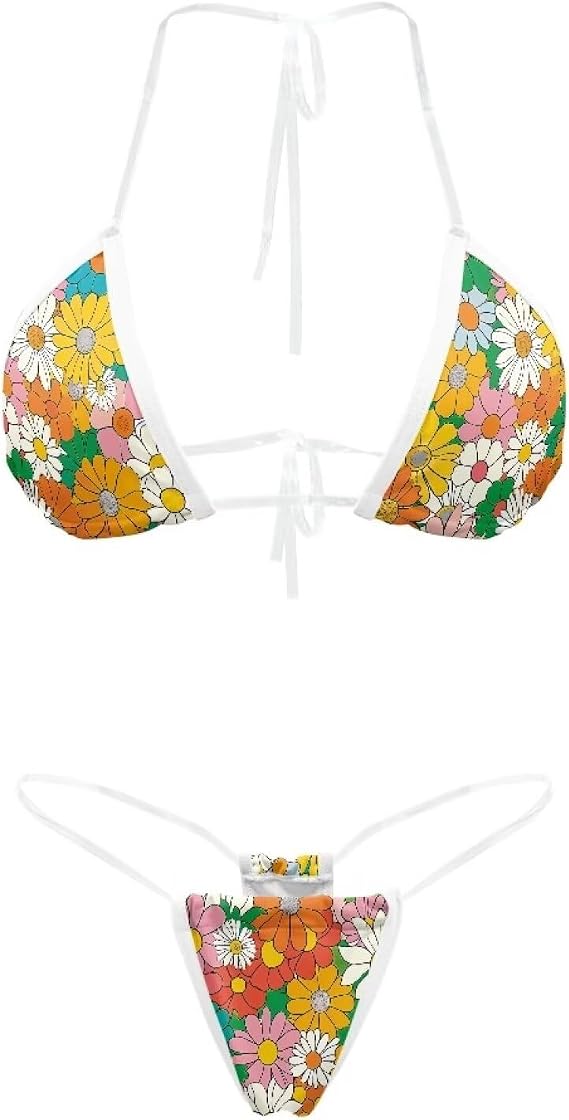 Thong Bikini Clear Straps Cheeky Brazilian Micro Two Piece Swimsuit for Women Sexy No Tan Line Bathing Suit