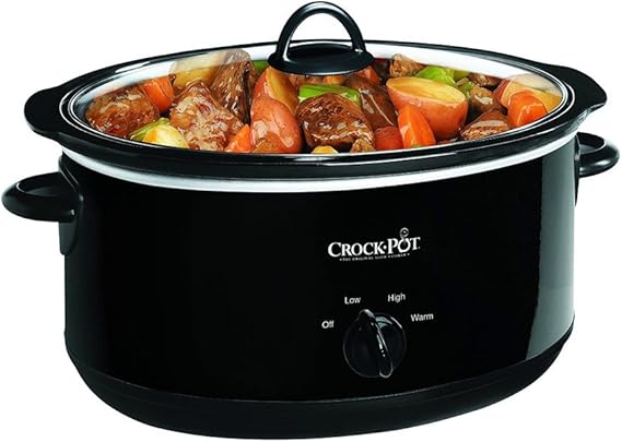 Crock-Pot 8-Quart Manual Slow Cooker, XL Family Size Serves 10+ People, Removable Stoneware with Warming Setting, Dishwasher Safe for Easy Cleanup, Black