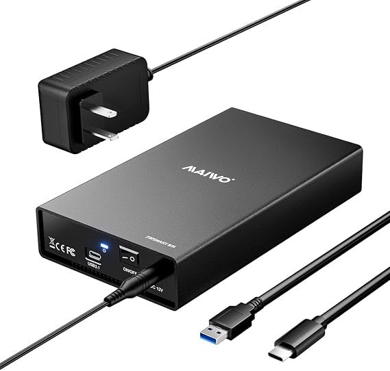 MAIWO USB-C 6Gbps Hard Drive Enclosure for 3.5''/2.5'' HDD/SSD, Aluminum Alloy Tool-Free 12V/2A Power Supply UASP Acceleration, Compatible with WD Seagate Samsung PS4 Xbox