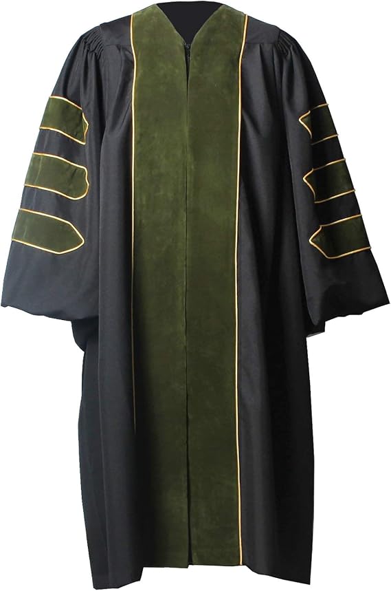 GraduationForYou Unisex Doctoral Graduation Gown,Doctoral Regalia Gown with Gold Piping