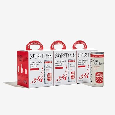 SPIRITLESS Old Fashioned, Non-Alcoholic Pour-Over Cans, Ready to Drink Mocktail & Cocktail Mixer, Vegan, 45 Calories, 8.45 Fl Oz Cans 12 Pack