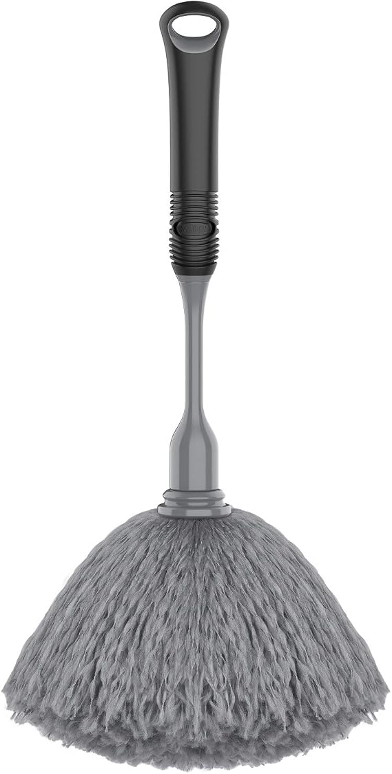 MR.SIGA Microfiber Delicate Duster with Non Slip Handle, Gray & Black