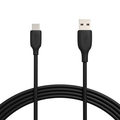 Amazon Basics USB-C to USB-A 2.0 Fast Charging Cable, 480Mbps Data Transfer Speed, USB-IF Certified, for Apple iPhone 16/15, iPad, Samsung Galaxy, Tablets, Laptops, 10 Foot, Black