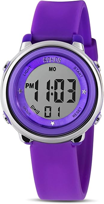 Kidstech Kids Digital Watch - Waterproof, 7-Color LED Backlight Digital Watch for Kids, Multifunctional Luminous Display Watch for Girls and Boys