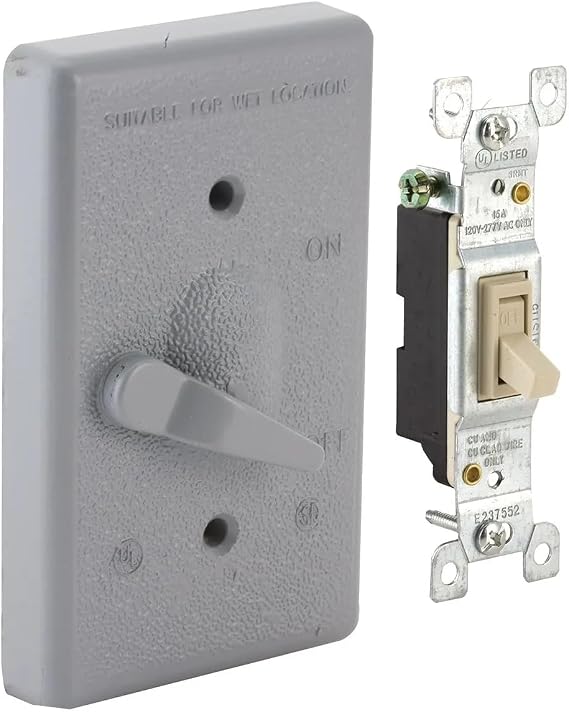 Hubbell 5121-0 Toggle Single Pole 125V, 15A Switch, 1-Gang, Gray