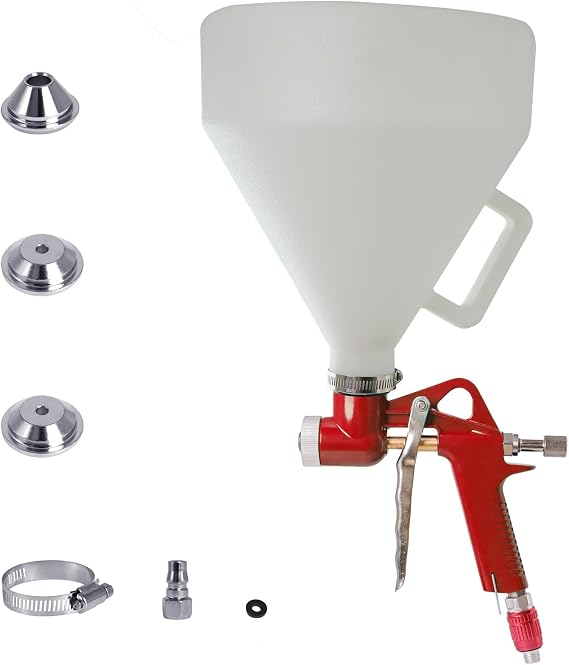Drywall Wall Painting Sprayer,1.5 Gallon Paint Texture Tool Air Hopper Spray Gun with 3 Nozzle(4.0mm/6.0mm/8.0mm) for Stucco Mud or Popcorn on Walls and Ceiling (Red)