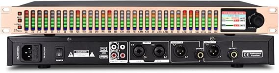 31-Band Digital Equalizer, Stereo Graphic Audio EQ, 1U Rack Mount Spectrum Analyzer, with Automatic Noise Reduction, LED Sn, 16 Preset Effects, for Recording Studio