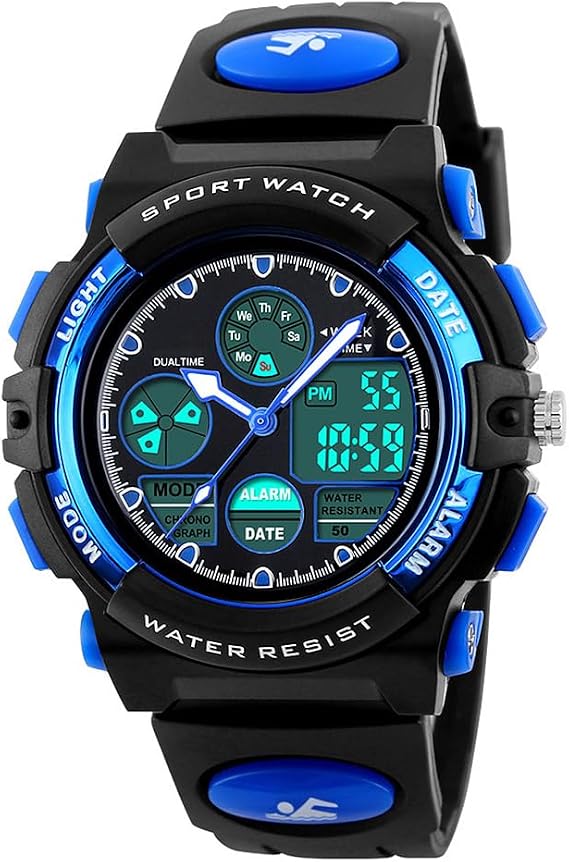 eYotto Kids Sports Watch Waterproof Boys Multi-Function Analog Digital Wristwatch LED Alarm Stopwatch