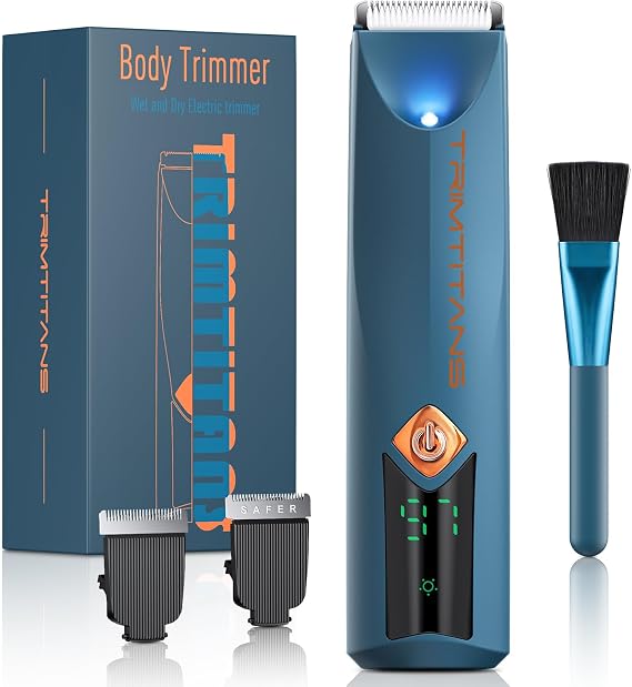 Body Hair Trimmer for Men, 2-in-1 Groin Hair Trimmer & Body Groomer Ball Shaver Electric Razor for Men Pubic Hair with 2 Replaceable Ceramic Blades, Gifts for Husband Guys Him