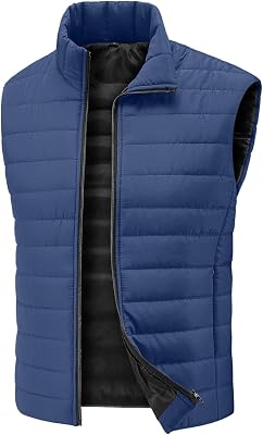 Winter Vest for Men Solid-Color Vests Stand-Up Collar Cold-Proof Thick Cotton Vest Coat, Sleeveless Warm Jacket