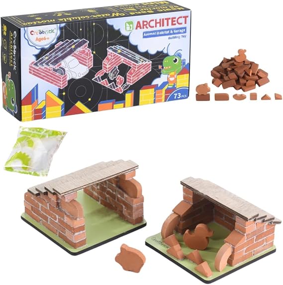 Architect DIY Building Model Kit, Construction Education Toy for 6+ Kids, Craft Bricks, Stem Building Set, Washable and Reusable (73pcs)