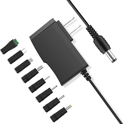 5V 2A Power Adapter Waysse 5V Power Supply with 8 DC Plug Tips 10W ACDC Power Cord AC 100V-240V to DC 5 Volt 1Amp 0.5A Replacement Charger Cord for TV Box Monitor Scanner