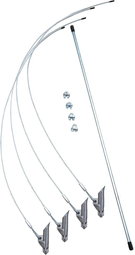 ShelterLogic 4-Piece Easy Hook Anchor Kit with 4 Cable Clamps and Driving Rod, 42-Inch,Silver