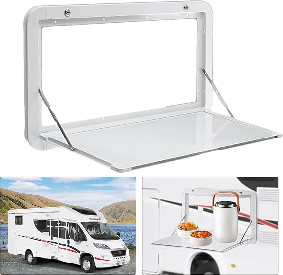 RV Foldable Picnic Tables, Campervan Outside Picnic Wall Mounted Table, Aluminum Alloy Folding Wall Table Lockable Wall Table Kit for Campervans and Motorhomes