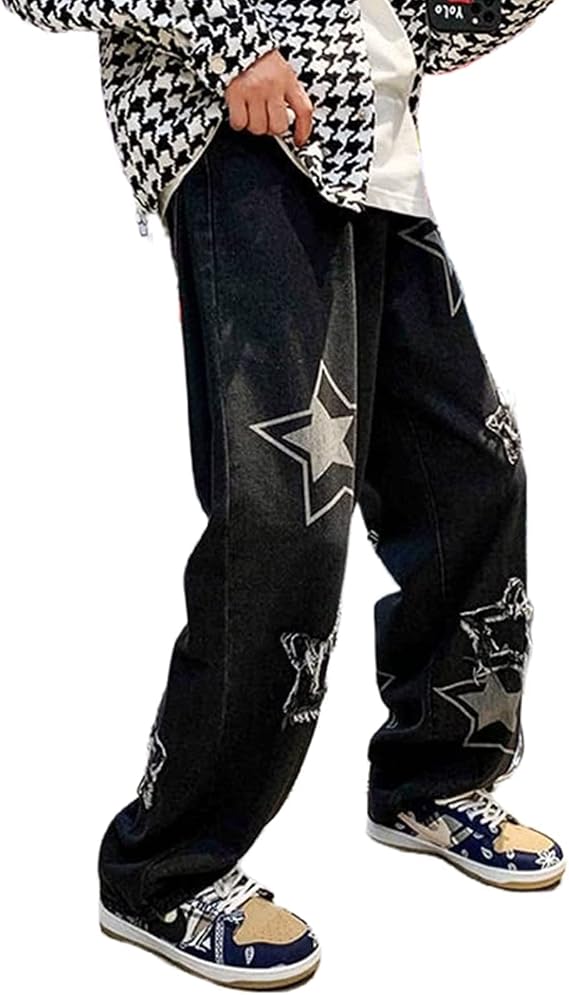 MAEHARRT Star Jeans for Women Girls Baggy Denim Pants
