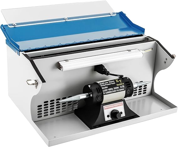 Futchoy TableTop Polishing Buffing Machine 0-8000rpm/min 200W Polisher Gem Jewelry Jade Polishing Buffing Machine Jewelry Polisher Dust Collector