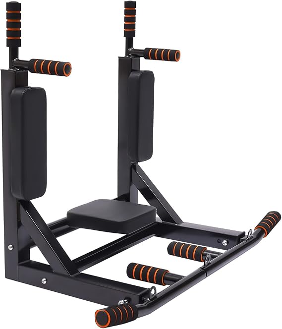 Pull Up Bar Wall Mounted Chin Up Bar Dip Station for Home Gym Strength Training Equipment Dip Station Indoor Workout Fitness Dip Stand Supports to 440 Lbs