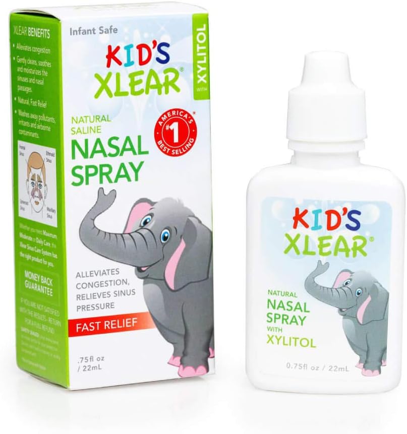 Xlear Kids' Nasal Spray, Natural Saline Nasal Spray for Kids with Xylitol, Daily Nasal Decongestant, Nose Moisturizer, 0.75 fl oz Pack of 1