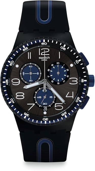 Swatch Chrono 42 Unisex Watch Dress Stainless Steel Black Automatic Waterproof Kaicco