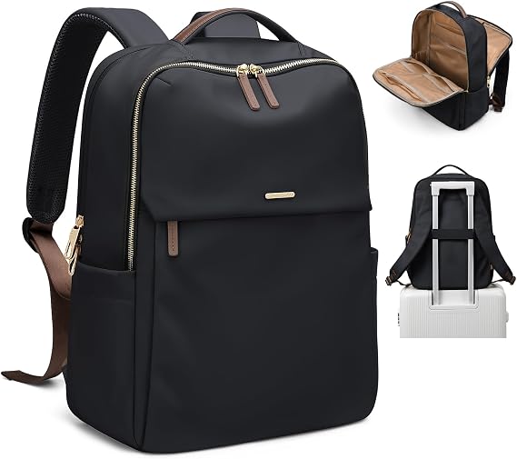 GOLF SUPAGS Laptop Backpack for Women Travel, Work & College Backpacks with Multiple Storage Pockets, Fits 15.6" Laptop, Airline Approved Carry-on Bag (Black)