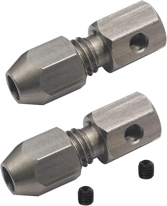 2Pack Vgoohobby CNC Stainless Steel RC Flex Collet Coupler Flexible Coupling Motor Shaft Locker for DIY RC Boat Submarine (3.17mm to 4mm)