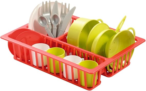 ToyCentre 7709 Ecoiffier 0606 Small Dish Set in Draining Rack, Multicoloured, Klein
