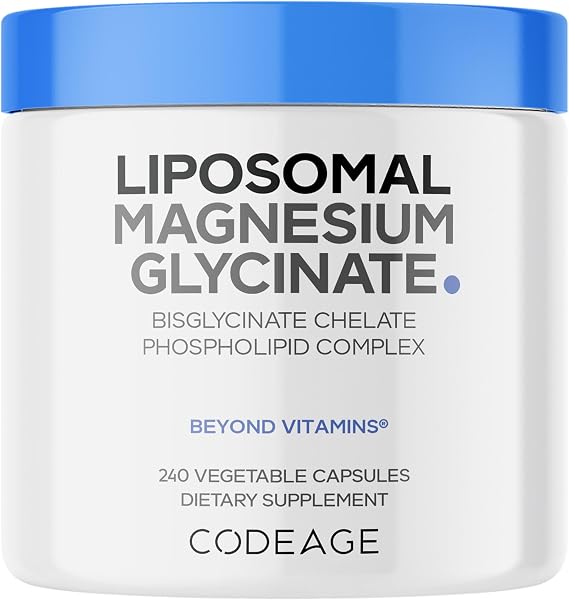Codeage Liposomal Magnesium Glycinate, Bisglycinate, NSF, 240 Capsules | NSF Certified for Sport - Liposomal magnesium bisglycinate 350 mg with BioPerine black pepper. Two-month supply.