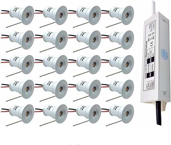 16Pack Recessed Spotlights - 1W Mini LED Downlight, 12V Concealed Background Wall Ceiling Light, 15mm Recessed Dimmable Spot Light(Warm White 3000k,120 Degrees)