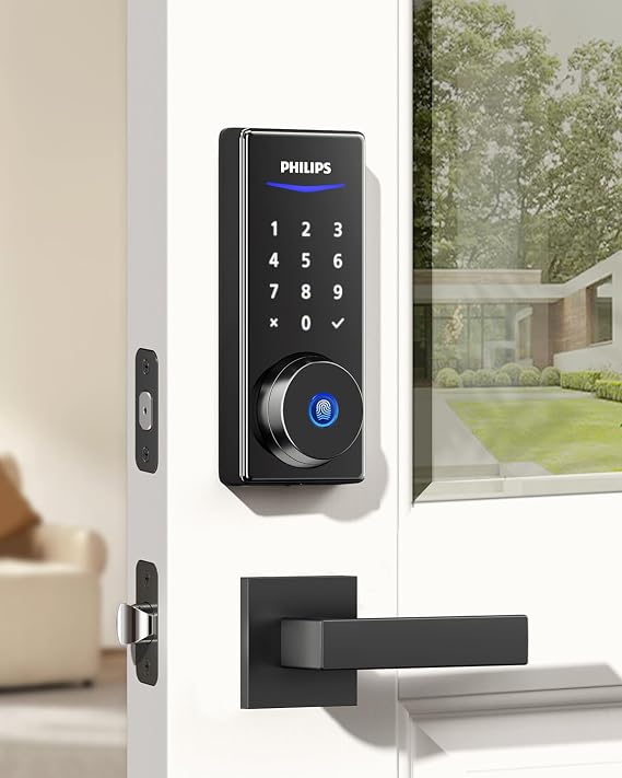 Philips Smart Lock with Door Lever, APP Control, Fingerprint Unlock