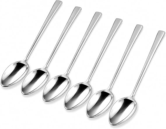 Tatlı Kaşığı, 6'lı Paslanmaz Çelik Küçük Kaşık Seti, Gümüş Metal 15 cm, 6 Adet