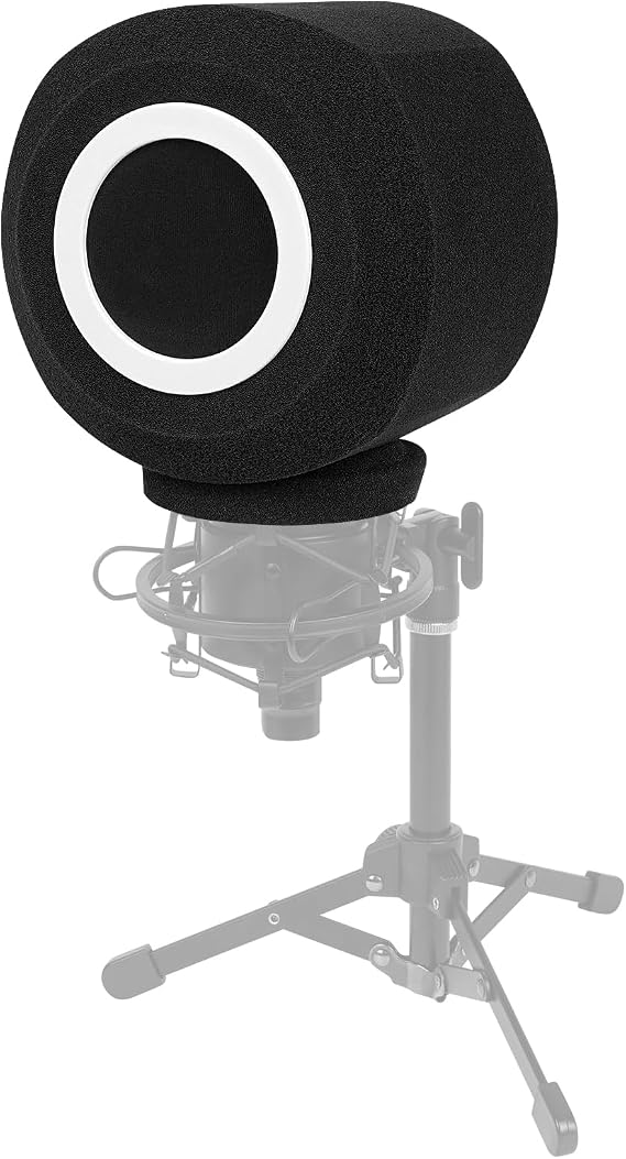 Geekria for Creators Professional Microphone Isolation Ball, Microphone Windscreen Pop Filter, Foam Windscreen Compatible with Shure MV7X, ATH AT2035 Microphone Antipop Foam Cover (Black)