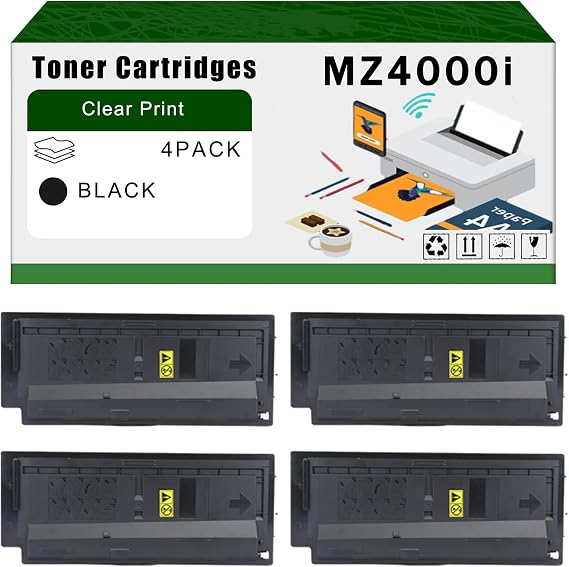 Compatible for Kyocera MZ4000i TK7237 Toner Cartridges TASKalfa MZ4000i Printers, High Yield 45000 Pages Bright Clear Colors (4 Pack Black)