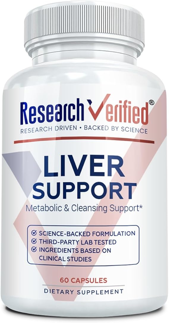 Research Verified Liver Support - Liposomal Milk Thistle, Artichoke Extract, Glutathione, BioPerine - Vegan - 60 Capsules - Pack of 1