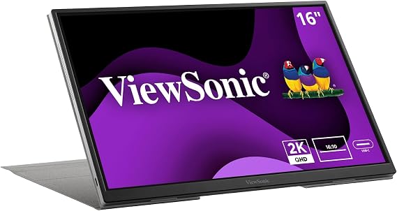 ViewSonic VG1656-2K 16 Inch 1600p Portable Monitor for Laptop, 65W USB C