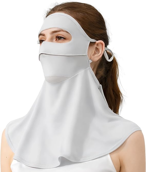 UPF50+ Full Face Sun Mask for Women, Breathable UV Protection with Neck Coverage & Adjustable Strap