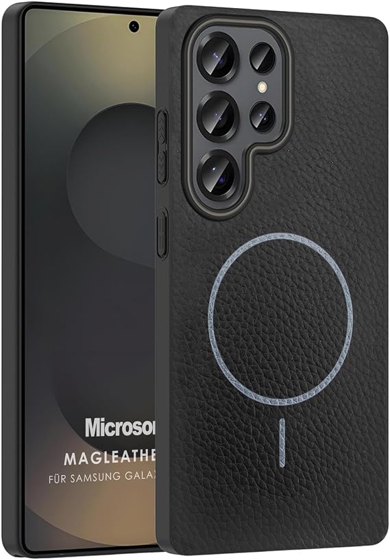 Microsonic Samsung Galaxy S23 Ultra Kılıf MagLeather Pro Siyah [Galaxy S23 Ultra ile Uyumlu Kılıf - Siyah]