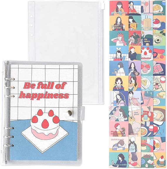 Monolike A5 FALL IN NEWTRO Ver.2 Diary Set, Be full of happiness - Academic Planner Weekly & Monthly Planner with PVC Cover, Zipper bag, Sticker