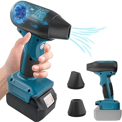 130000RPM Compressed Air Duster Cordless with 4 Gear Speed Mini Jet Fan Blower for Leaf Blower PC Keyboardfor Makita 18V Lithium Battery